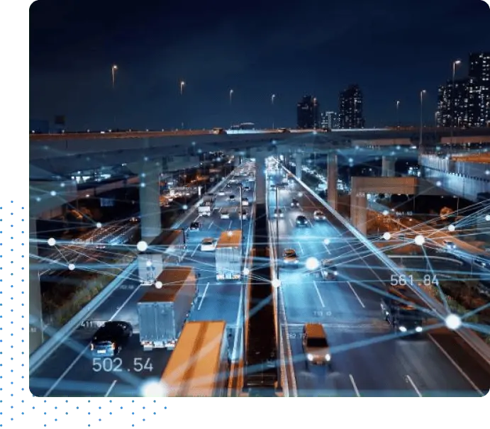 freeway with dots connecting